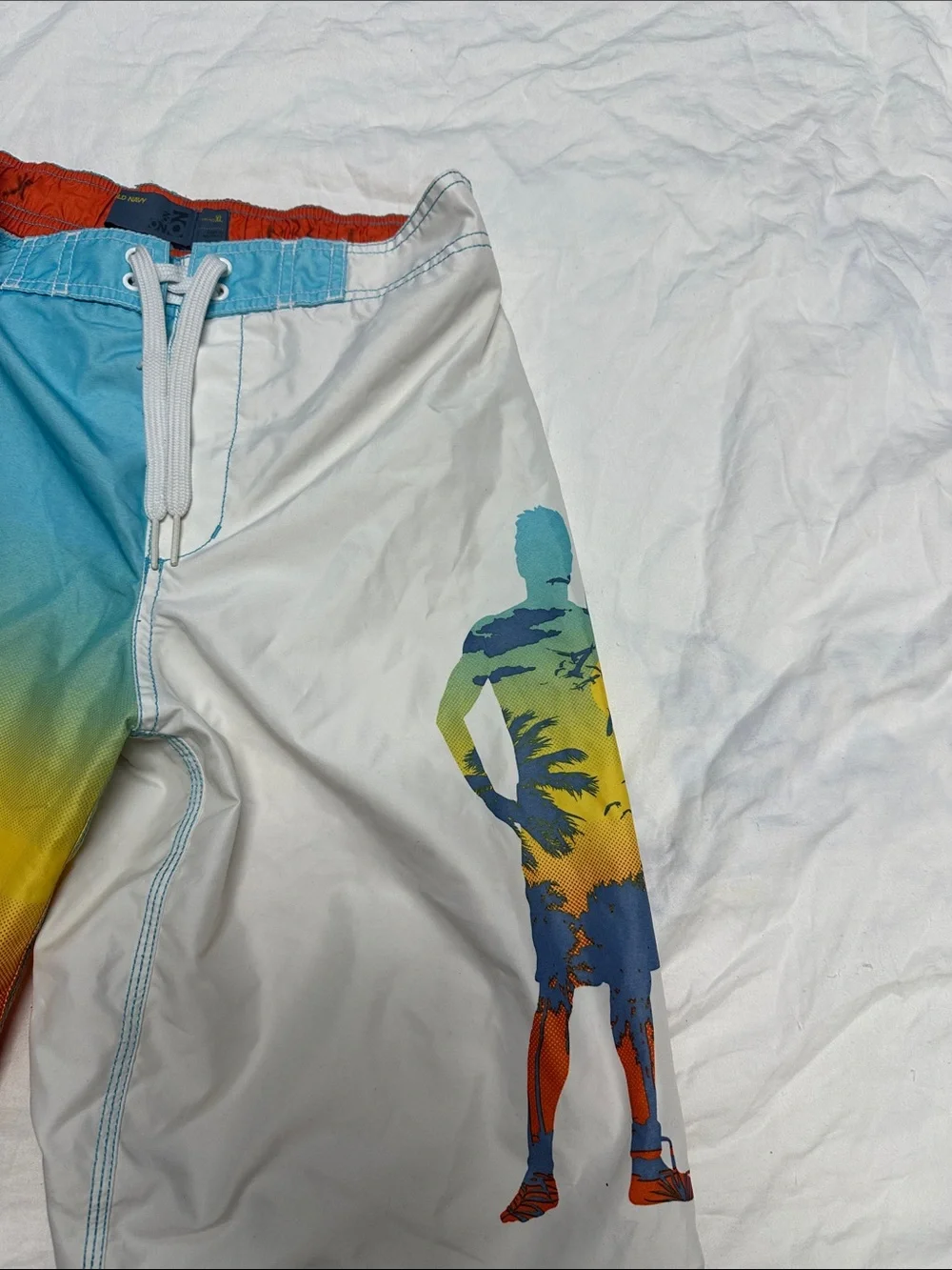 Old Navy Boys Gradient Surf Board Shorts - Blue/Yellow/Orange